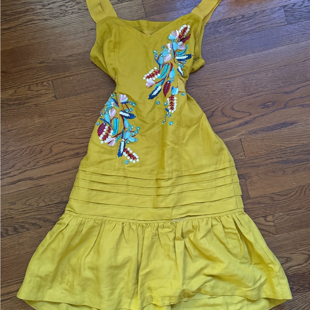 Anthropologie Maeve Chicory Beaded Dress